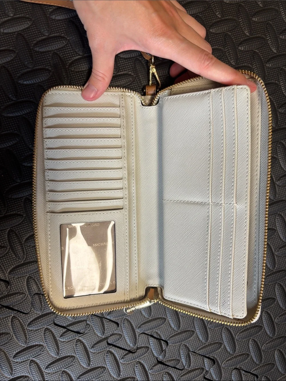 Michael Kors Cream Signature Zip-Around Wristlet Wallet